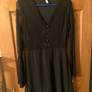 A-line above-knee lacey black dress NWT